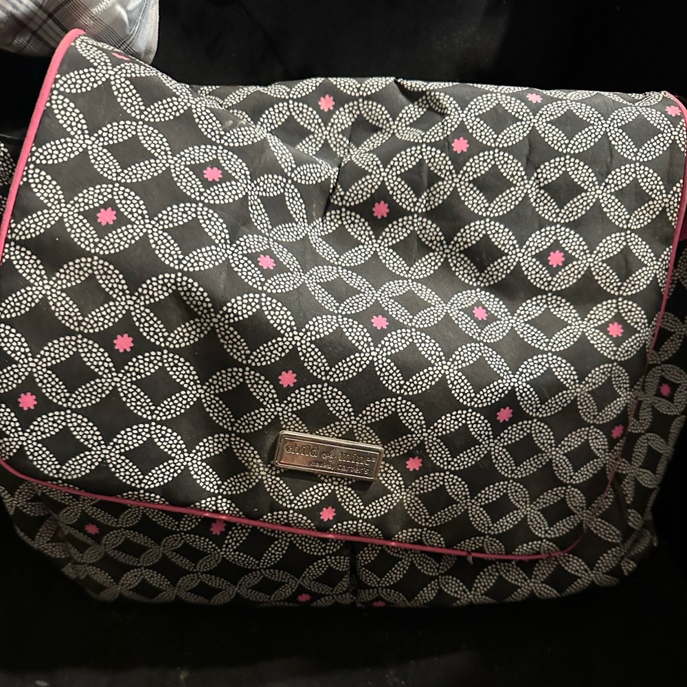 Stylish Black and Pink Patterned Carter’s Child of Mine Shoulder Diaper Bag